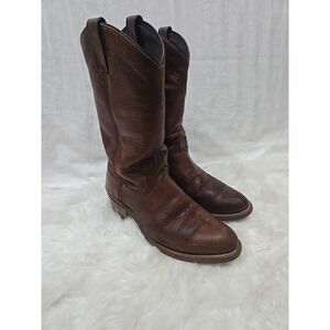 ABILENE BOOTS Brown Leather Boots Men's Size 8 D Vibram Resist Oil No Mark Soles